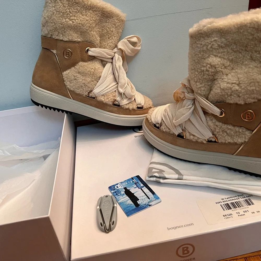 NIB Bogner Winter Boots Alpi Shearling Fur Size US 9 EU 41 - Picture 7 of 15